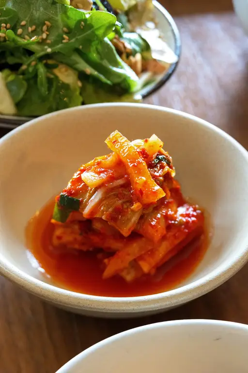 Kimchi served on a plate