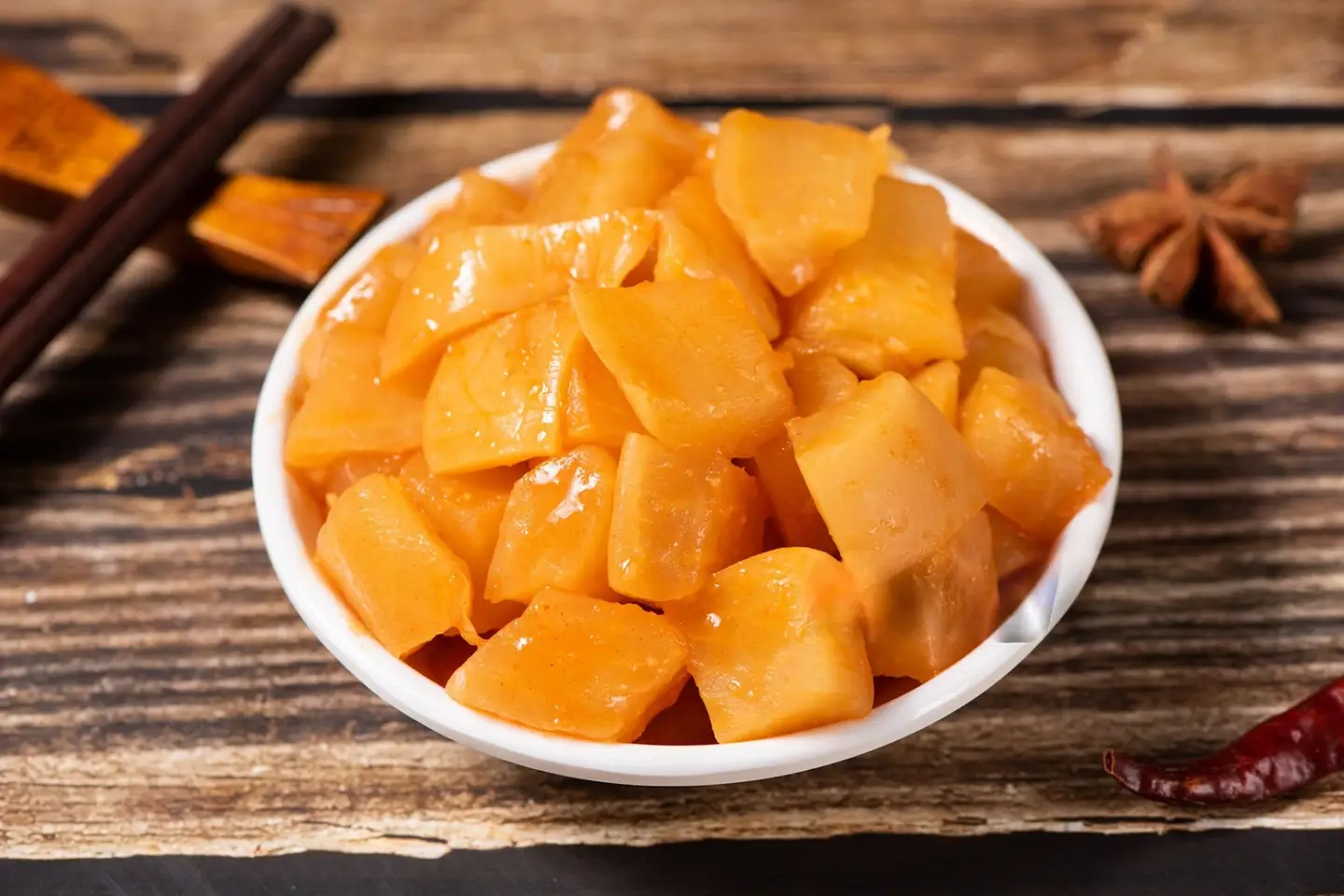 Fermented sweet potato in a bowl