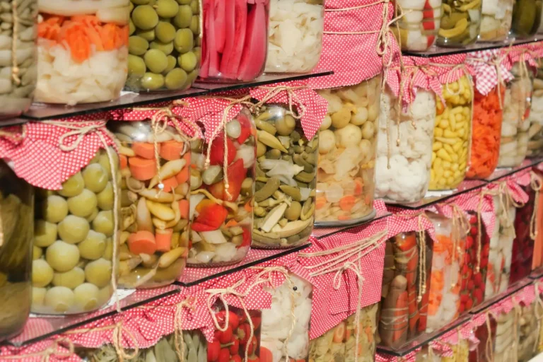 Many vegetables and fruits are fermenting in bottles